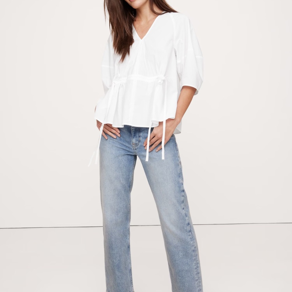 Banana Republic Cotton Poplin Cinch-Waist Top